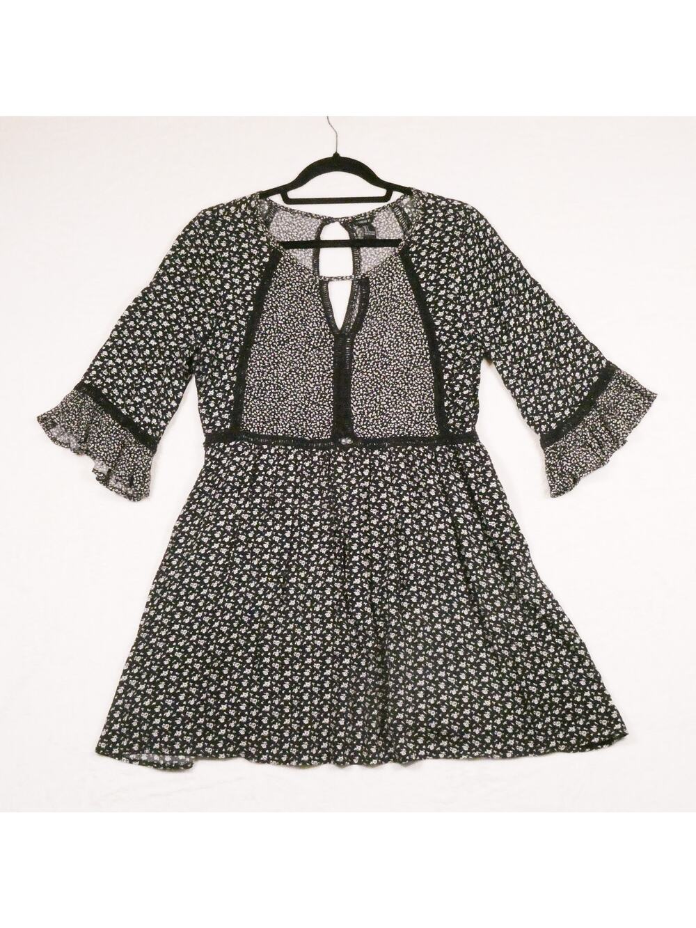 F21 Ditsy Print Coquette Floral Peasant Babydoll Dress - Y2K Cottage Coquette